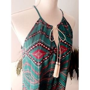 mmCmmCmm Boho Halter Neck Tassle Swing Dress